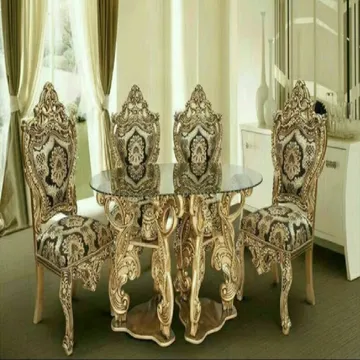 میز و صندلی ناهار خوری سلطنتی مصری قلبی 8 نفره